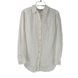 Anthropologie Pilcro Theresa Laced Back Top Size S Button Up White Textured Boho